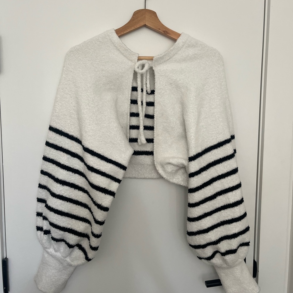 Striped White and Black Women's Sweater